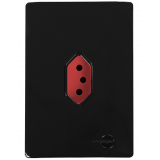 Cj Tomada 20A Vermelho Vertical 4x2 - Novara Preto Brilhante Total